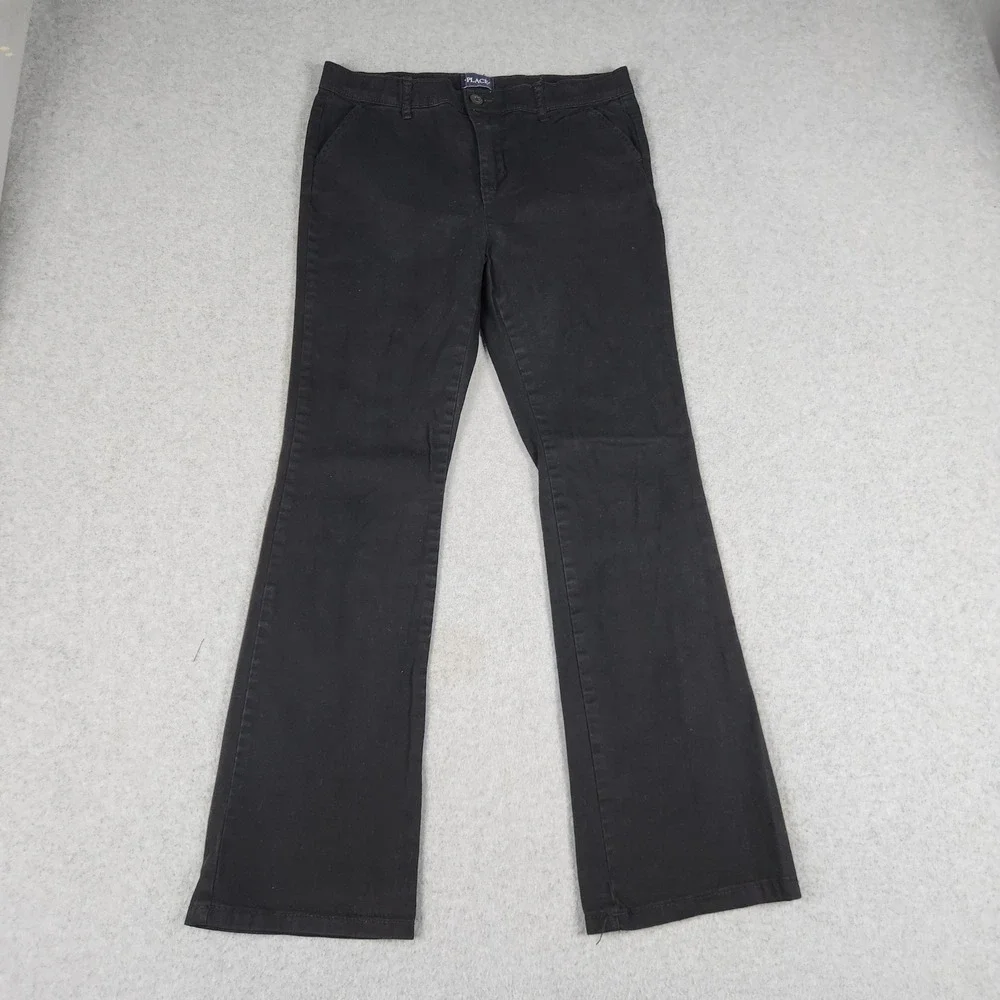 The Children's Place Pants Kids 16 Black Cotton Stretch Twill Uniform Classic